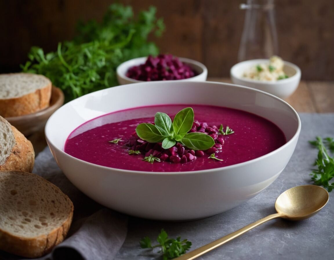 Suppe im Mixer cremig pürieren - Kalte Rote Bete Suppe – Erfrischendes Rezept