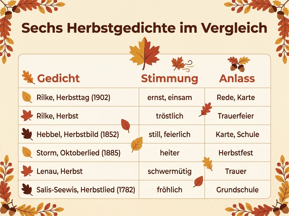 Infografik zu Motiven und Stimmungen bekannter Herbstgedichte