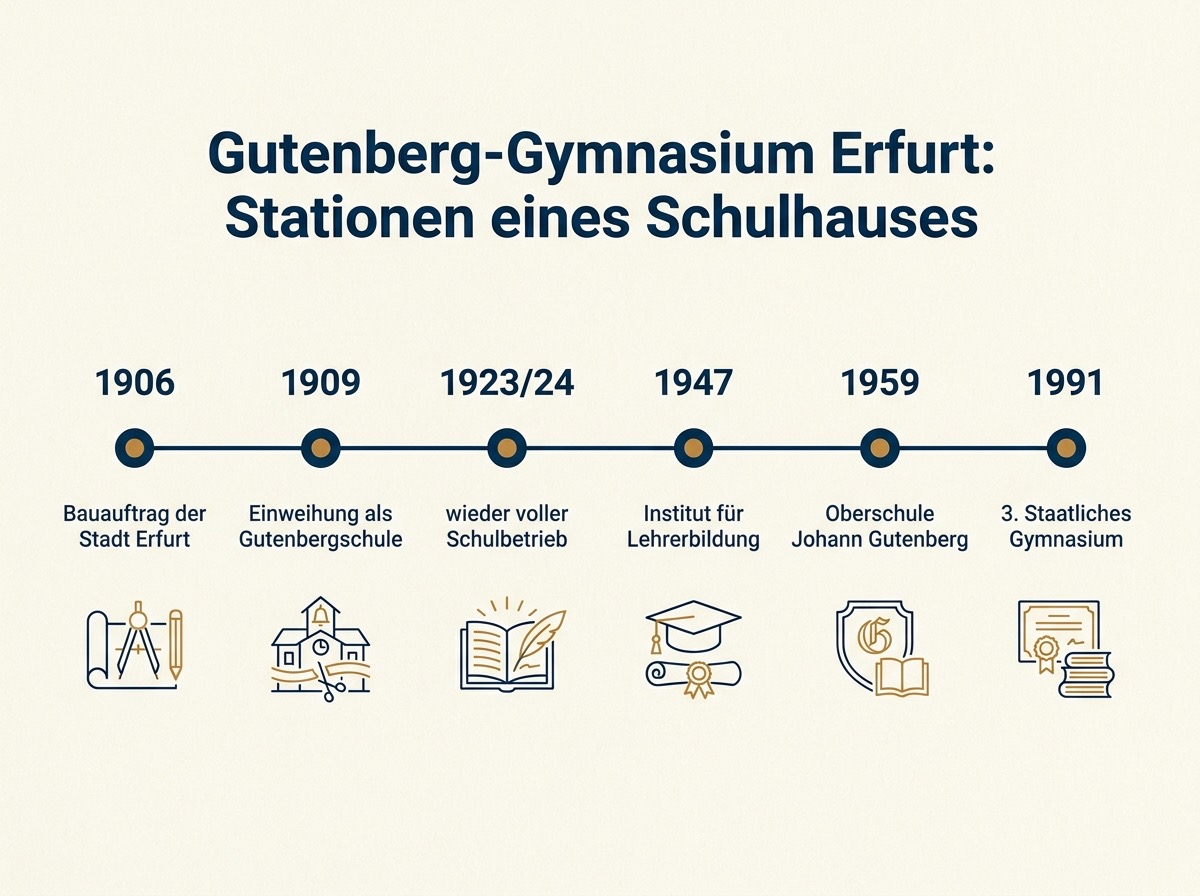Zeitleiste zur Namensgeschichte des Gutenberg-Gymnasiums Erfurt von 1906 bis 1991