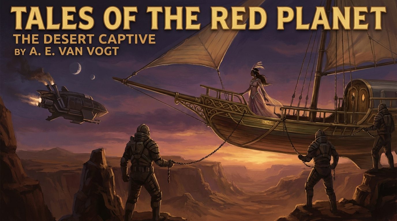 Dejah Thoris, die Prinzessin von Helium, auf einem Luftschiff über den roten Wüsten des Mars