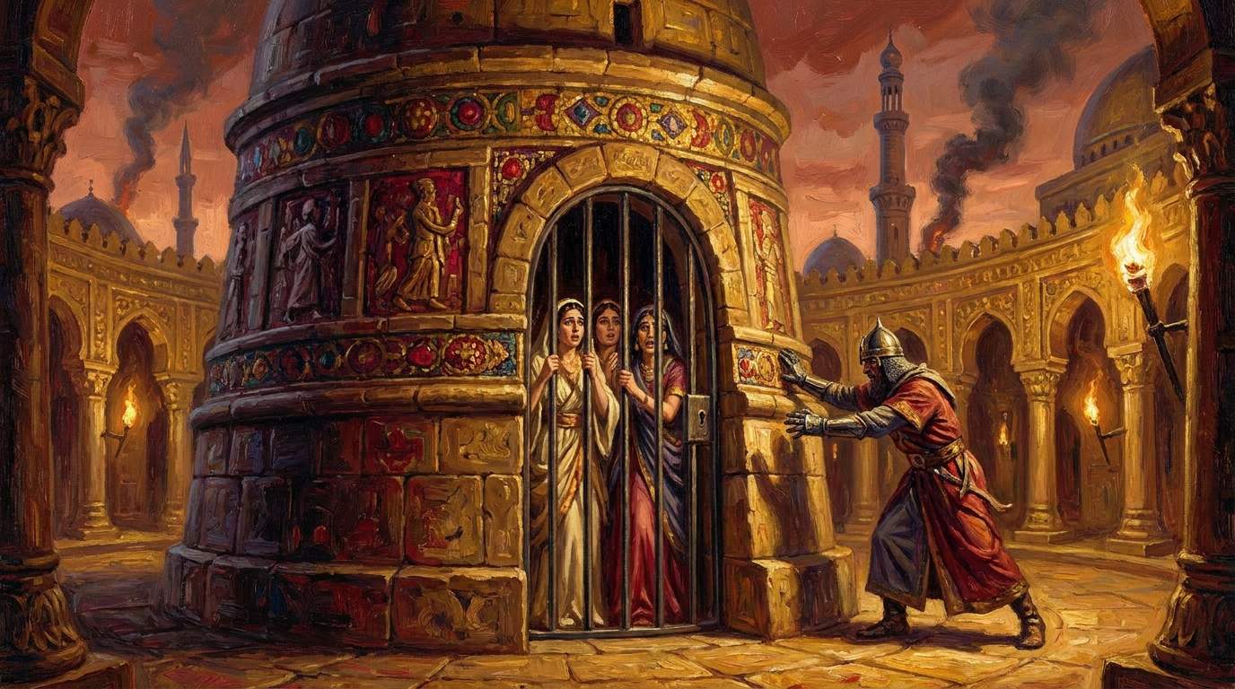 Der Tempel der Sonne auf dem Mars: Dejah Thoris, Thuvia und Phaidor werden in der sich drehenden Kammer eingeschlossen