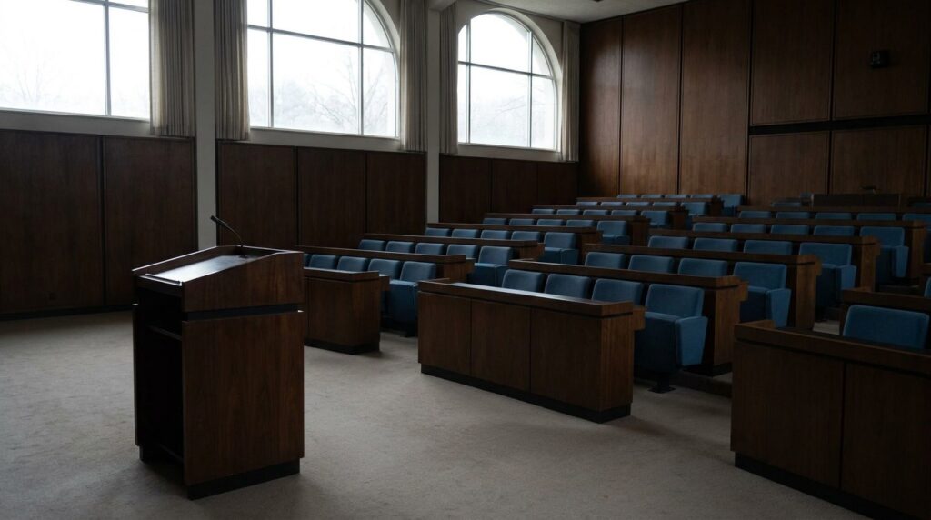 Herbert Wehner Zitate: 6 Mythen und die echten Sätze Herbert Wehner Zitate: leeres Rednerpult im Plenarsaal des Bonner Bundestags der 1970er Jahre